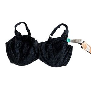 Vintage Olga Shimmerlace full-fit underwire bra Black Size 42DDD New with tag
